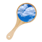 Maxbell 2Pcs Portable Wooden Hand Vanity Mirror with Handle for Home Travel Wood