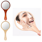 Maxbell 2Pcs Portable Wooden Hand Vanity Mirror with Handle for Home Travel Wood