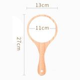 Maxbell 2Pcs Portable Wooden Hand Vanity Mirror with Handle for Home Travel Wood
