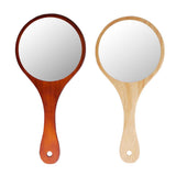 Maxbell 2Pcs Portable Wooden Hand Vanity Mirror with Handle for Home Travel Wood