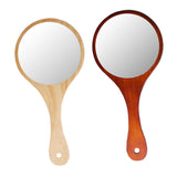 Maxbell 2Pcs Portable Wooden Hand Vanity Mirror with Handle for Home Travel Wood