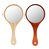 Maxbell 2Pcs Portable Wooden Hand Vanity Mirror with Handle for Home Travel Wood