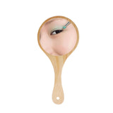 Maxbell 2Pcs Portable Wooden Hand Vanity Mirror with Handle for Home Travel Wood