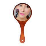 Maxbell 2Pcs Portable Wooden Hand Vanity Mirror with Handle for Home Travel Wood