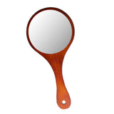 Maxbell 2Pcs Portable Wooden Hand Vanity Mirror with Handle for Home Travel Wood