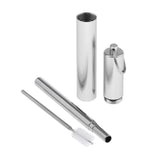 Maxbell Maxbell Reusable Stainless Steel Metal Straw Portable Telescopic Straw Set Silver