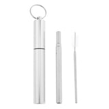 Maxbell Maxbell Reusable Stainless Steel Metal Straw Portable Telescopic Straw Set Silver