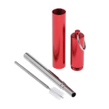 Maxbell Maxbell Reusable Stainless Steel Metal Straw Portable Telescopic Straw Set Red