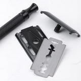 Maxbell Manual Shaver Long Handle Portable Stainless Steel Razor Blades for Men Black