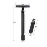 Maxbell Manual Shaver Long Handle Portable Stainless Steel Razor Blades for Men Black