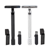 Maxbell Manual Shaver Long Handle Portable Stainless Steel Razor Blades for Men Black