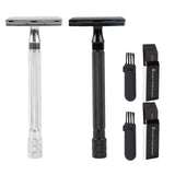 Maxbell Manual Shaver Long Handle Portable Stainless Steel Razor Blades for Men Black