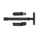 Maxbell Manual Shaver Long Handle Portable Stainless Steel Razor Blades for Men Black