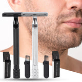 Maxbell Manual Shaver Long Handle Portable Stainless Steel Razor Blades for Men Black