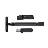 Maxbell Manual Shaver Long Handle Portable Stainless Steel Razor Blades for Men Black