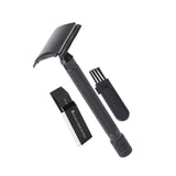 Maxbell Manual Shaver Long Handle Portable Stainless Steel Razor Blades for Men Black