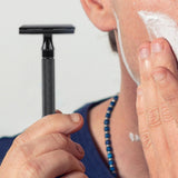 Maxbell Manual Shaver Long Handle Portable Stainless Steel Razor Blades for Men Black