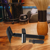 Maxbell Manual Shaver Long Handle Portable Stainless Steel Razor Blades for Men Black