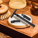 Maxbell Manual Shaver Long Handle Portable Stainless Steel Razor Blades for Men Black