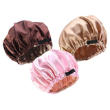 Maxbell 4xsatin Caps Sleeping Caps Adjustable Hair Care Hat Round for Sleeping Khaki