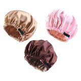 Maxbell 5xsatin Caps Sleeping Caps Adjustable Hair Care Hat Round for Sleeping Khaki