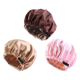 Maxbell 4xsatin Caps Sleeping Caps Adjustable Hair Care Hat Round for Sleeping Khaki