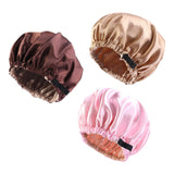 Maxbell 2xsatin Caps Sleeping Caps Adjustable Hair Care Hat Round for Sleeping Khaki