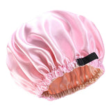 Maxbell 2xsatin Caps Sleeping Caps Adjustable Hair Care Hat Round for Sleeping Pink