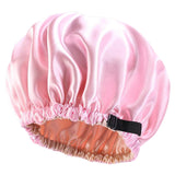 Maxbell 2xsatin Caps Sleeping Caps Adjustable Hair Care Hat Round for Sleeping Pink