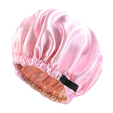 Maxbell 2xsatin Caps Sleeping Caps Adjustable Hair Care Hat Round for Sleeping Pink
