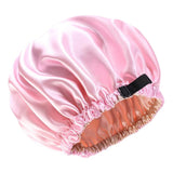 Maxbell 2xsatin Caps Sleeping Caps Adjustable Hair Care Hat Round for Sleeping Pink