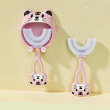 Maxbell Manual Toothbrush Children's Toothbrush for Children 2-12 Years Old Toddlers Pink