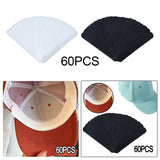 Maxbell 60Pcs Hat Sweat Liner Disposable Self Adhesive Stickers Hat Liner Sweatbands white