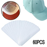 Maxbell 60Pcs Hat Sweat Liner Disposable Self Adhesive Stickers Hat Liner Sweatbands white