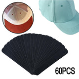 Maxbell 60Pcs Hat Sweat Liner Disposable Self Adhesive Stickers Hat Liner Sweatbands black