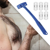 Maxbell Back Hair Shaver Ergonomic Handle Man Shaver Body Hair Trimmer for Men Women Blue