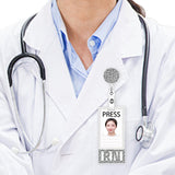 Maxbell Photocard Holder Badge Holder Reel Retractable Keychain for Home Backpacking grey