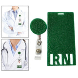 Maxbell Photocard Holder Badge Holder Reel Retractable Keychain for Home Backpacking green