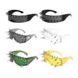 Maxbell Maxbell Studded Biker Glasses Studded Sunglasses for Beach Party Music Festival 10 Rivet Black Gray