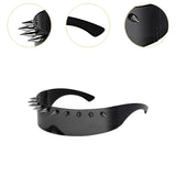 Maxbell Maxbell Studded Biker Glasses Studded Sunglasses for Beach Party Music Festival 10 Rivet Black Gray