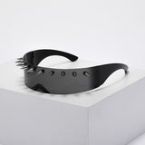 Maxbell Maxbell Studded Biker Glasses Studded Sunglasses for Beach Party Music Festival 10 Rivet Black Gray