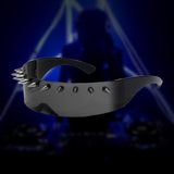 Maxbell Maxbell Studded Biker Glasses Studded Sunglasses for Beach Party Music Festival 10 Rivet Black Gray