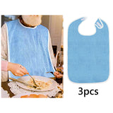 Maxbell Maxbell 3Pcs Adult Bibs Reusable Large Adult Feeding Bibs for Elderly Unisex Seniors azure color