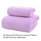 Maxbell Towel and Bath Towel Set Quick Dry Breathable Wash Cloth for Shower Yoga Violet