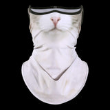 Maxbell Neck Gaiter Cat Design Summer Face Mask with Ear Loops for Skiing Daily Wear white