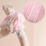 Maxbell Exfoliating Washcloth Towel Sturdy Japanse Long Body Scrub for Men and Women Pink