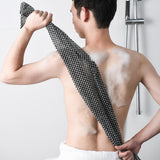 Maxbell Exfoliating Washcloth Towel Sturdy Japanse Long Body Scrub for Men and Women Black Strips