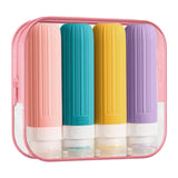 Maxbell 4 Pieces Silicone Travel Bottles Set 90ml with Toiletry Storage Bag for Oils A