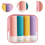 Maxbell 4 Pieces Silicone Travel Bottles Set 90ml with Toiletry Storage Bag for Oils A