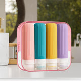 Maxbell 4 Pieces Silicone Travel Bottles Set 90ml with Toiletry Storage Bag for Oils A